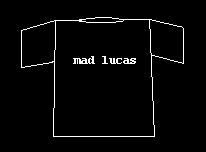 Black t-shirt with white 'Mad Lucas' across chest